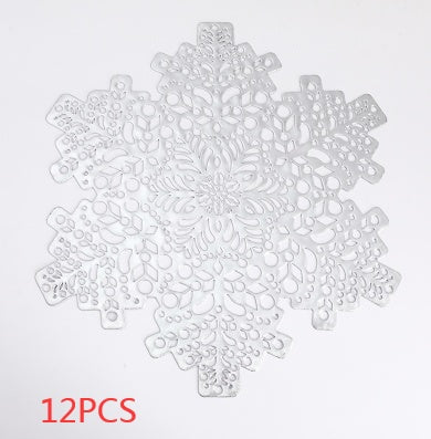 New Snowflakes PVC Hollow Anti-scalding Insulation Pad Table Bowl Mats Home Christmas Decor Heat Resistant Placemat Dining Table A breathe of home