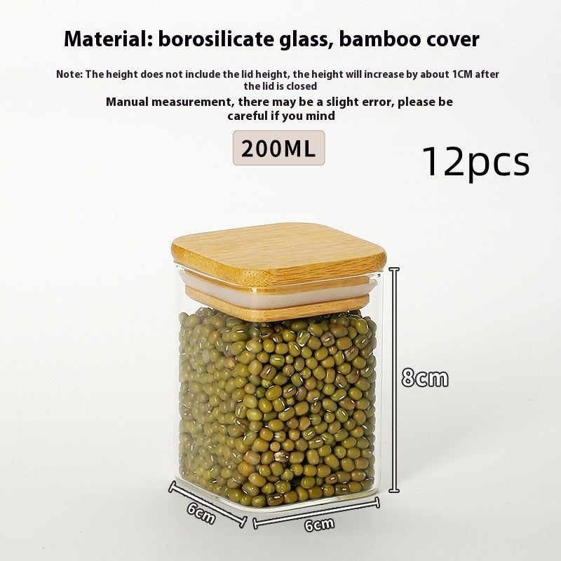 Kitchen Jar For Food Storage Round High Borosilicate Food Glass Jars with Bamboo Lid A breathe of home
