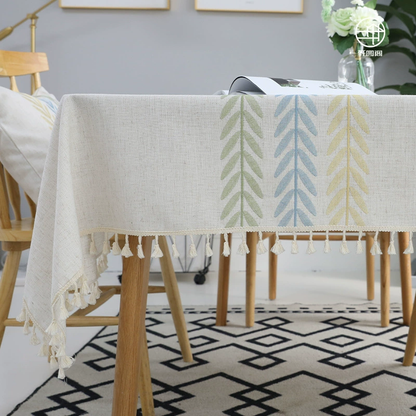 Abreatheofhome Cotton Linen Tassel Tablecloth