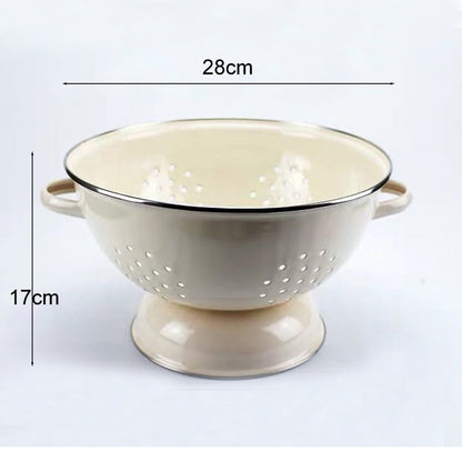 Enamel Drain Basket Vegetable Fruit Storage Basket Water Filter Strainer For Kitchen Dining Room A breathe of home