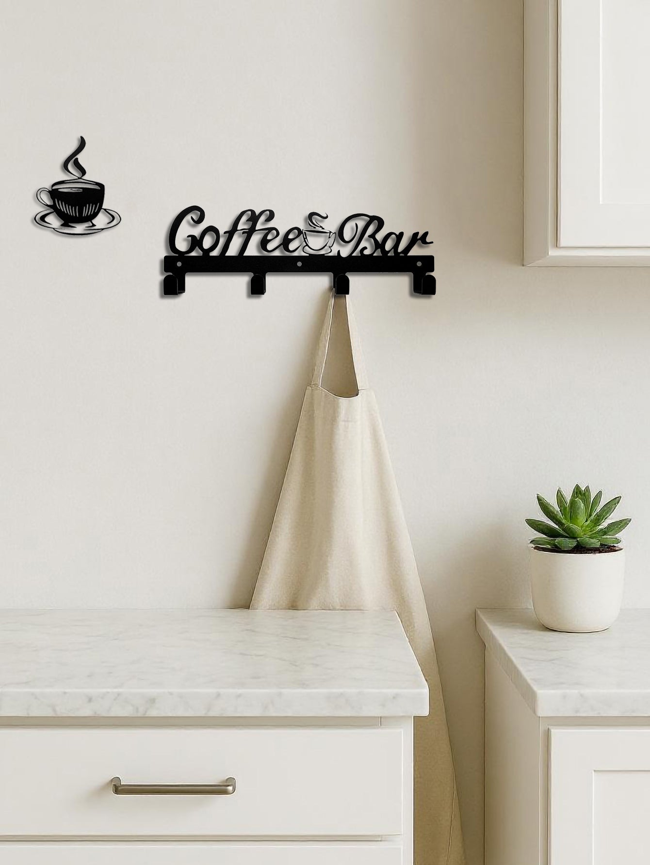 Coffee Cup Rack With Hooks - Wall-Mounted Metal Organizer For Kitchen Decor A breathe of home