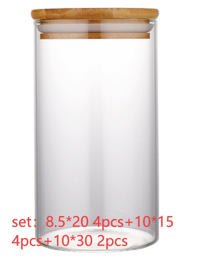 Kitchen Jar For Food Storage Round High Borosilicate Food Glass Jars with Bamboo Lid A breathe of home