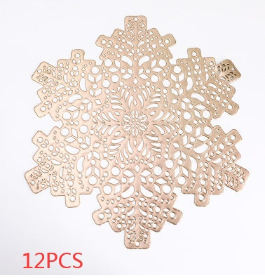 New Snowflakes PVC Hollow Anti-scalding Insulation Pad Table Bowl Mats Home Christmas Decor Heat Resistant Placemat Dining Table A breathe of home
