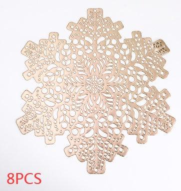 New Snowflakes PVC Hollow Anti-scalding Insulation Pad Table Bowl Mats Home Christmas Decor Heat Resistant Placemat Dining Table A breathe of home