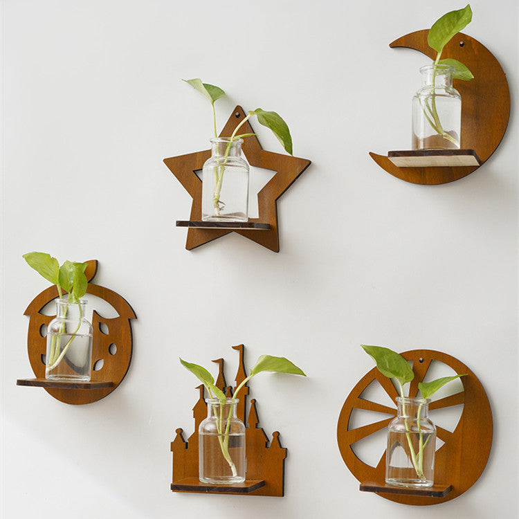 Retro Wall Home Decor Hydroponic Plant Solid Wood Shelving A breathe of home