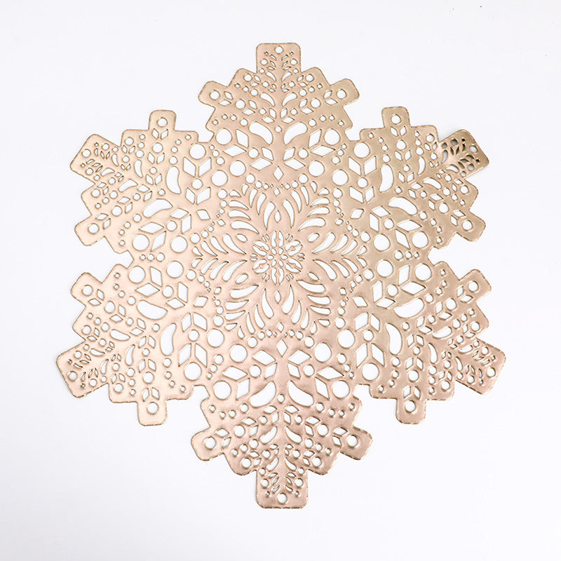 New Snowflakes PVC Hollow Anti-scalding Insulation Pad Table Bowl Mats Home Christmas Decor Heat Resistant Placemat Dining Table A breathe of home
