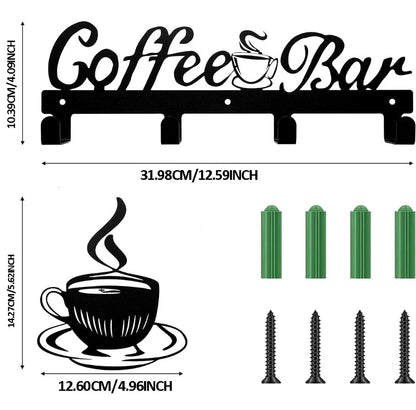 Coffee Cup Rack With Hooks - Wall-Mounted Metal Organizer For Kitchen Decor A breathe of home