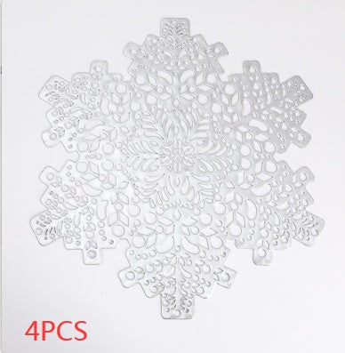 New Snowflakes PVC Hollow Anti-scalding Insulation Pad Table Bowl Mats Home Christmas Decor Heat Resistant Placemat Dining Table A breathe of home