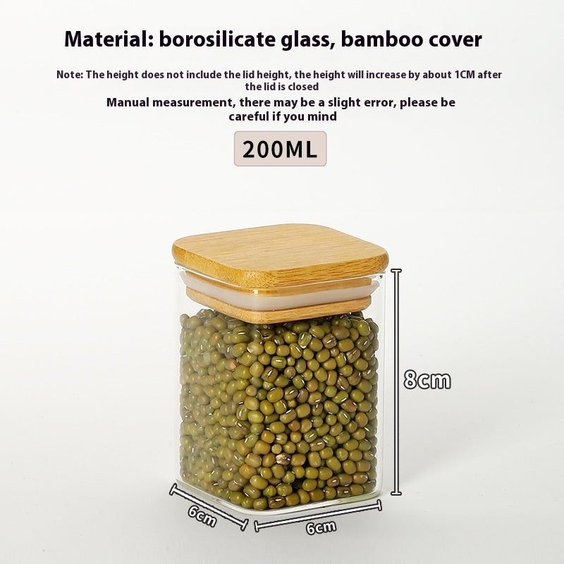 Kitchen Jar For Food Storage Round High Borosilicate Food Glass Jars with Bamboo Lid A breathe of home