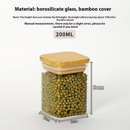 Kitchen Jar For Food Storage Round High Borosilicate Food Glass Jars with Bamboo Lid A breathe of home