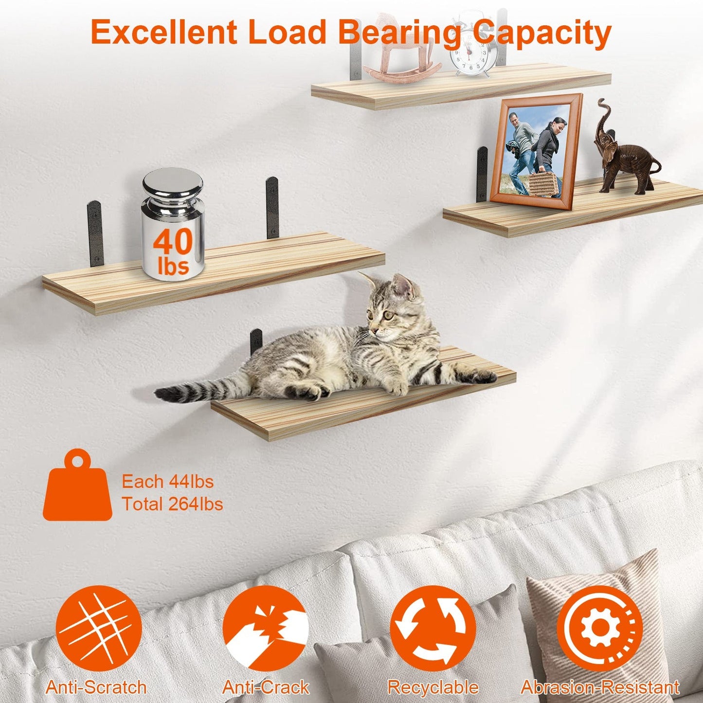 6 Sets Floating Shelves 15.74x5.74Inch Wall Mounted Shelves Wood Storage Shelves Metal Bracket Hanging Display Shelf Wall Organizer For Living Room Bathroom Kitchen Decor A breathe of home