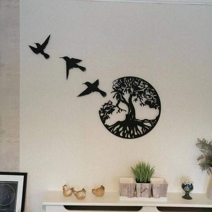 Abreathofhome Decorative Iron Wall Art featuring birds and a tree design for stylish home decor.