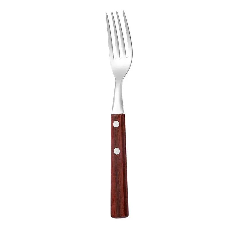 Stainless steel cutlery with wood handles – reusable knife, fork, and spoon for home or on the go A breathe of home