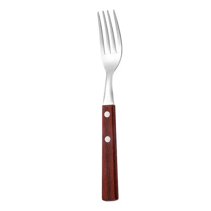 Stainless steel cutlery with wood handles – reusable knife, fork, and spoon for home or on the go A breathe of home