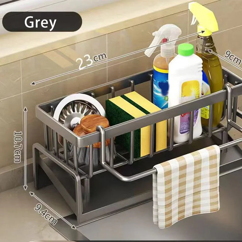 Self-draining sink rack for sponges and towels – keeps your kitchen organized