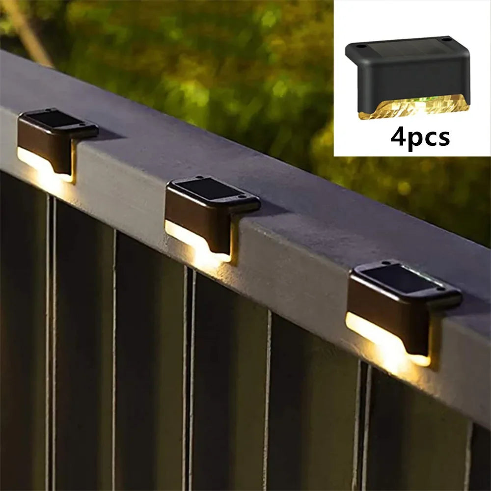4Pcs Stair LED Solar Lamp Waterproof Outdoor Garden Light