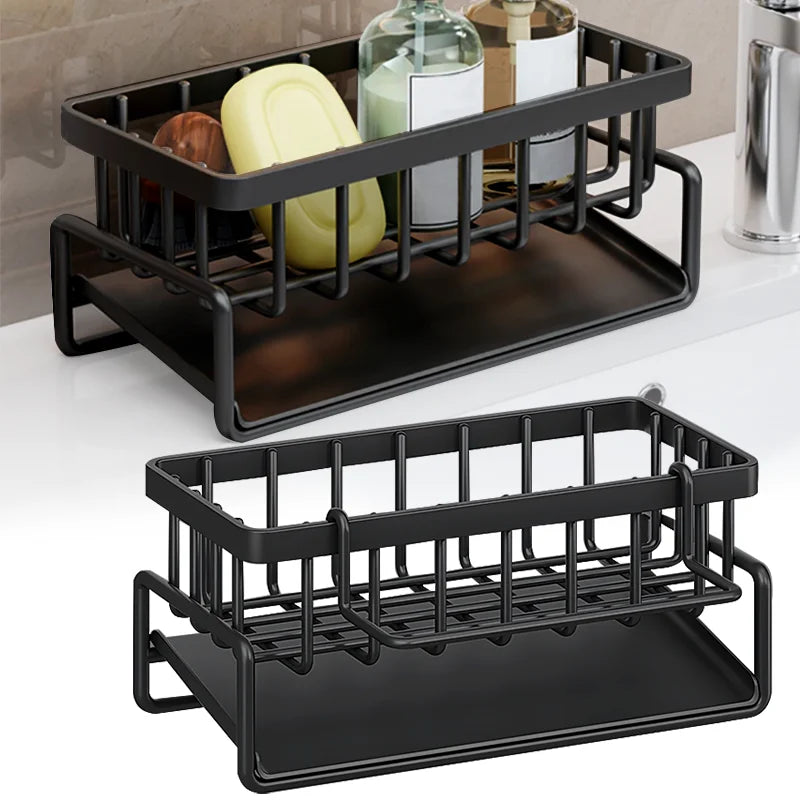 Self-draining sink rack for sponges and towels – keeps your kitchen organized