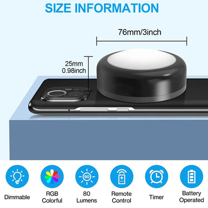 Wireless LED puck lights – dimmable, remote-controlled, perfect for cabinets and closets. A breathe of home