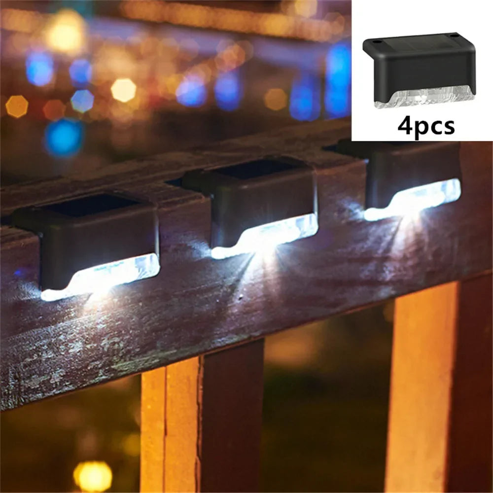 4Pcs Stair LED Solar Lamp Waterproof Outdoor Garden Light