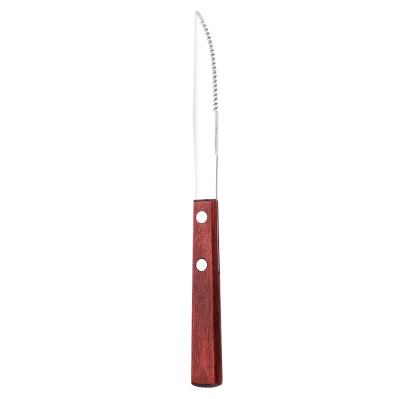 Stainless steel cutlery with wood handles – reusable knife, fork, and spoon for home or on the go