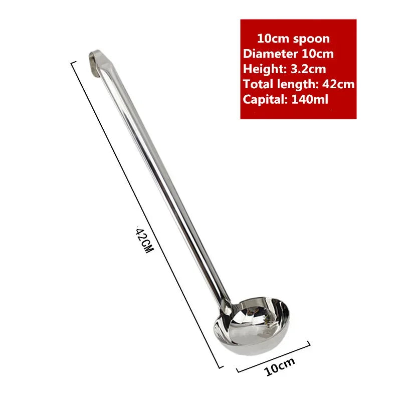 Durable soup ladle – long handle, big round scoop, ideal for kitchen and buffet use.