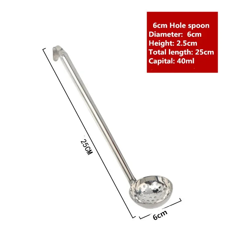 Durable soup ladle – long handle, big round scoop, ideal for kitchen and buffet use.
