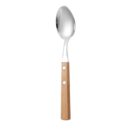 Stainless steel cutlery with wood handles – reusable knife, fork, and spoon for home or on the go A breathe of home