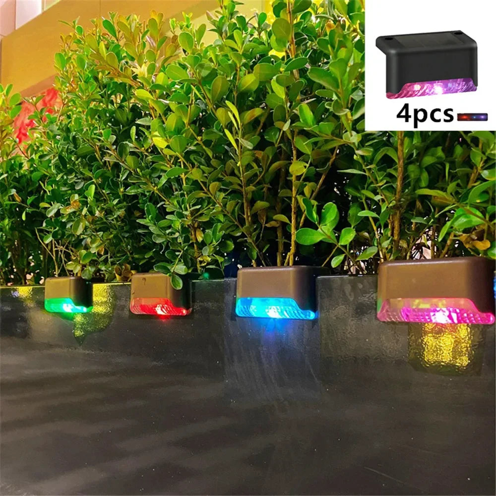 4Pcs Stair LED Solar Lamp Waterproof Outdoor Garden Light