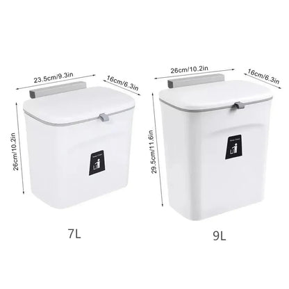 Space-saving kitchen bin with lid – hangs on cabinet door or wall. Ideal for trash and recycling. A breathe of home