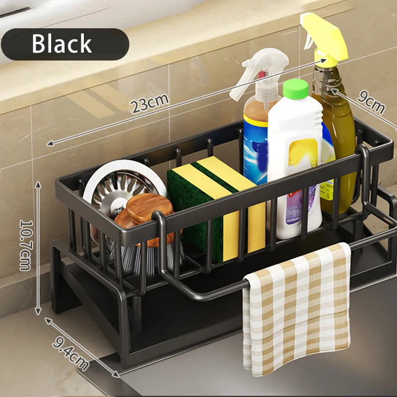 Self-draining sink rack for sponges and towels – keeps your kitchen organized