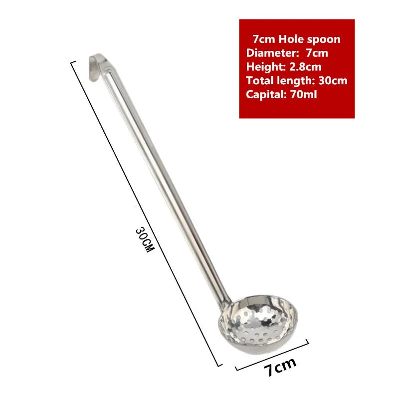 Durable soup ladle – long handle, big round scoop, ideal for kitchen and buffet use.