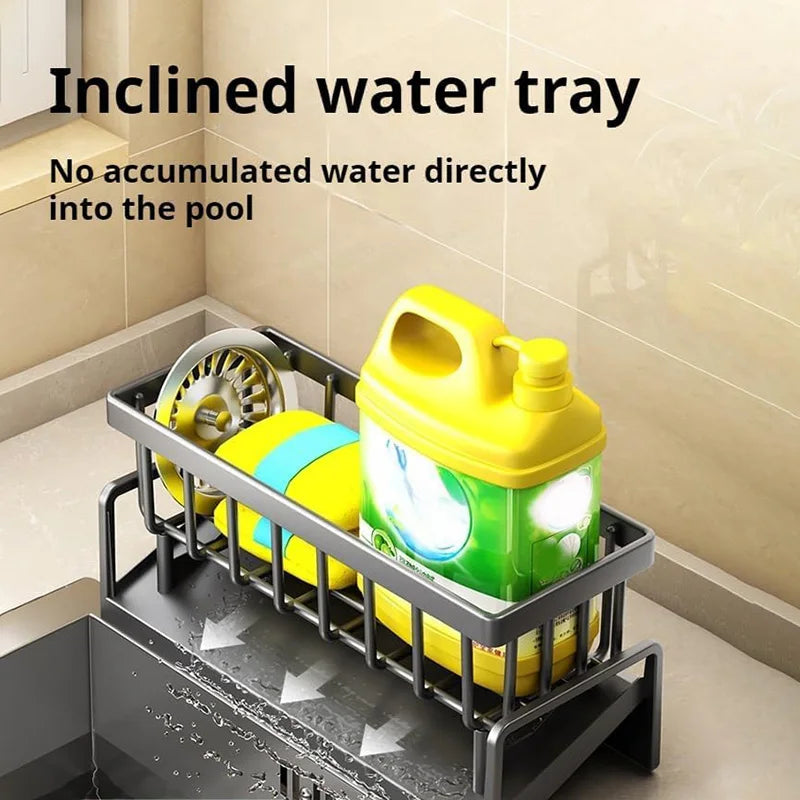 Self-draining sink rack for sponges and towels – keeps your kitchen organized