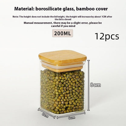 Kitchen Jar For Food Storage Round High Borosilicate Food Glass Jars with Bamboo Lid A breathe of home
