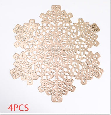 New Snowflakes PVC Hollow Anti-scalding Insulation Pad Table Bowl Mats Home Christmas Decor Heat Resistant Placemat Dining Table A breathe of home