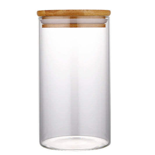 Kitchen Jar For Food Storage Round High Borosilicate Food Glass Jars with Bamboo Lid A breathe of home