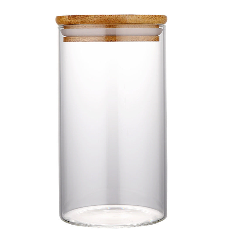 Kitchen Jar For Food Storage Round High Borosilicate Food Glass Jars with Bamboo Lid A breathe of home
