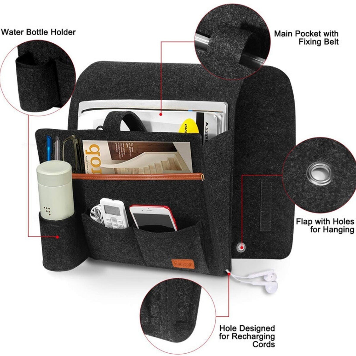 Extra Felt Bedside Storage Organizer Hanging Storage Armrest Sofa Holder Pouch A breathe of home