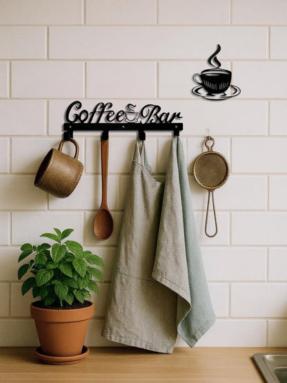 Coffee Cup Rack With Hooks - Wall-Mounted Metal Organizer For Kitchen Decor A breathe of home