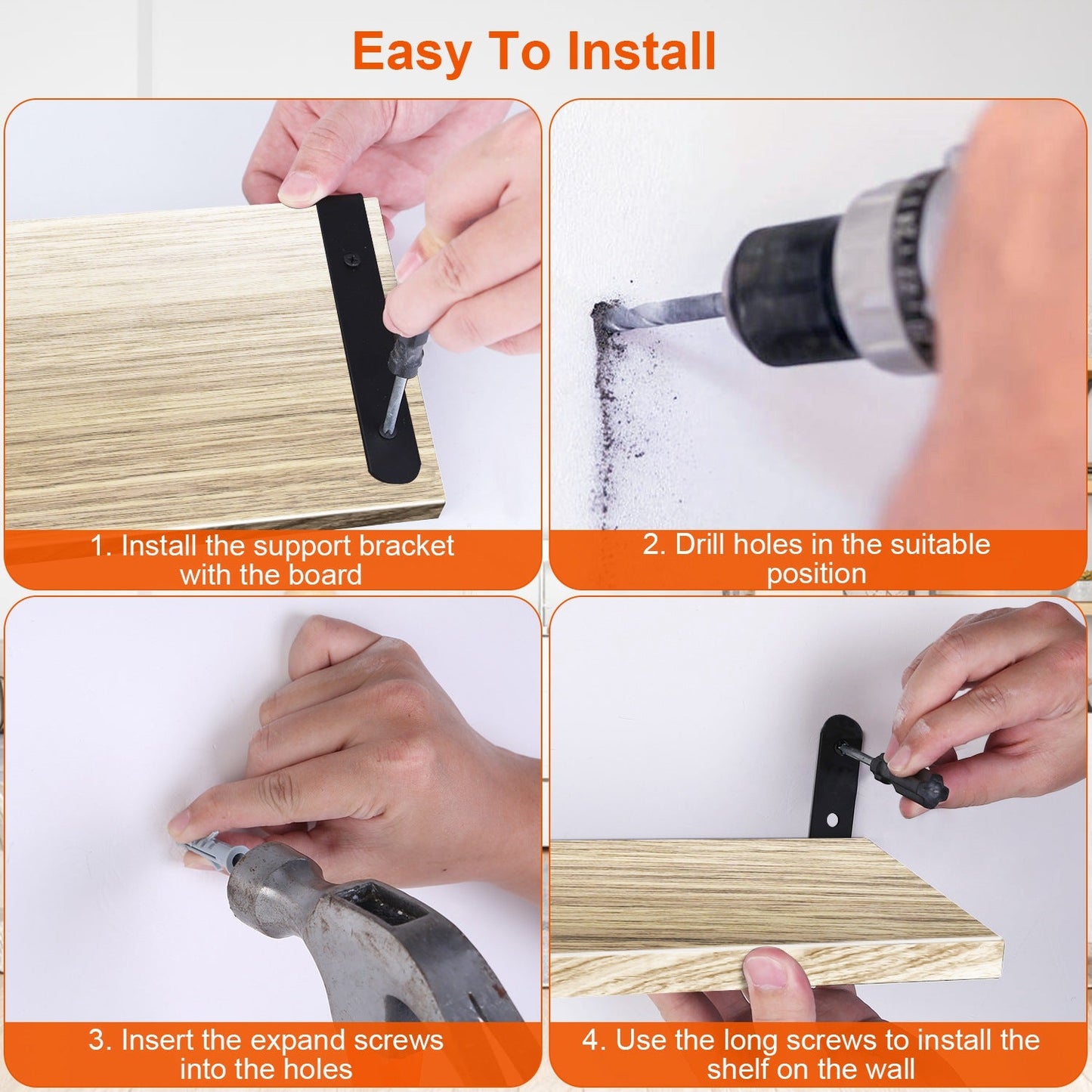 6 Sets Floating Shelves 15.74x5.74Inch Wall Mounted Shelves Wood Storage Shelves Metal Bracket Hanging Display Shelf Wall Organizer For Living Room Bathroom Kitchen Decor A breathe of home