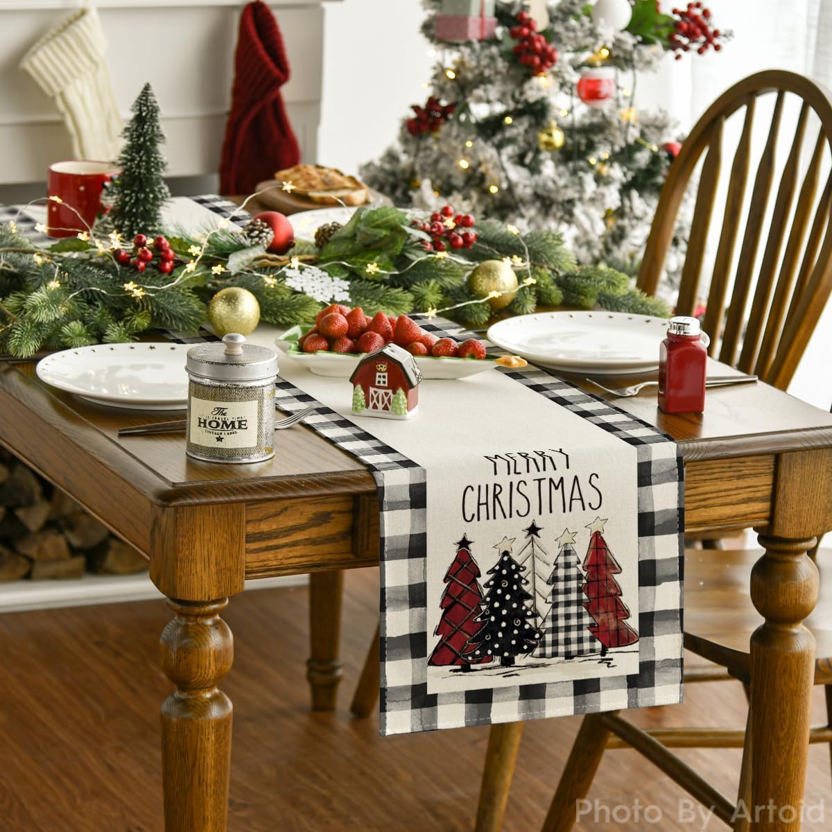 Abreatheofhome Christmas Trees Holiday Table Runner